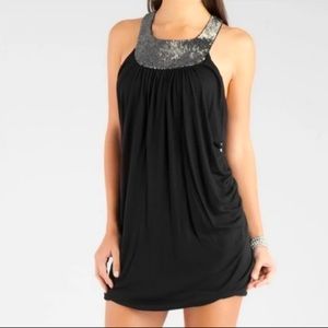 NWT GUESS Dress bodycon black Lala racer back